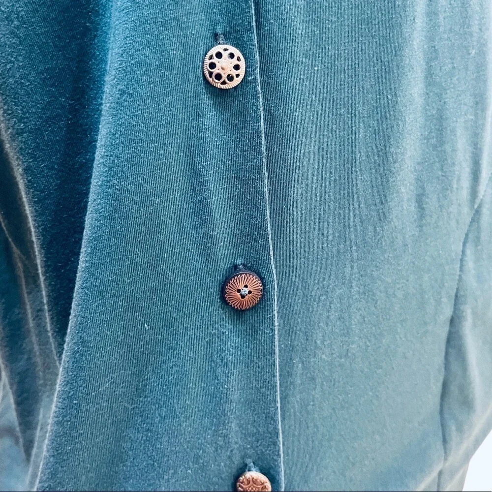 Soft Surroundings Teal Blue Button Down Top w/Pockets Sz XS - Picture 5 of 9